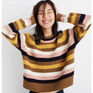 Madewell Striped Tilden Pullover Sweater